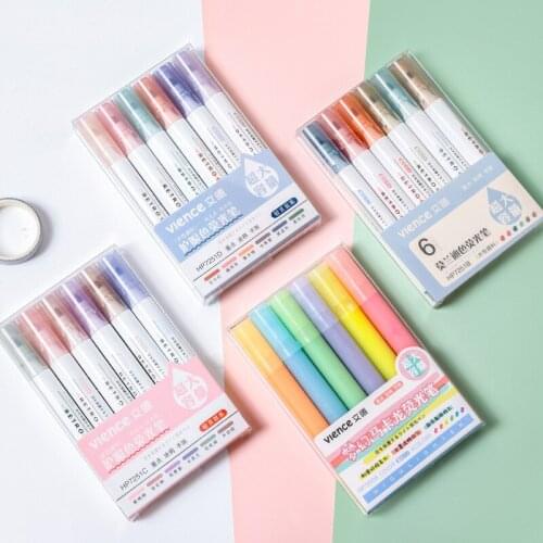6pcs/set Morandi Fluorescent pen high quality Cute creativity highlighter pen journal pens kawaii art supplies