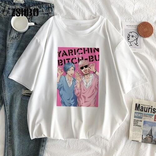 Yarichin Club Japanese anime T-shirt Harajuku Punk casual tees plus size hip-hop loose Ulzzang tops Vintage Womens clothing