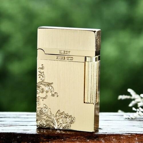 Good Voice In Hand Tang Pattern Gold Real Gold Drawing Engraving High-end Gift Lighter Smoking Accessories for Weed Gift for Men