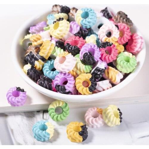 20Pcs Resin Flatback Cabochon Kawaii Simulation Donuts Flat Resins of Characters Scrapbooking Craft DIY Decoration Accessories