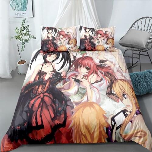2/3 Pieces DATE A LIVE Bedding Set Anime Cartoon Duvet Cover Bedding Luxury Home Textile Bed Quilt Kids Cover Set Cover Bed