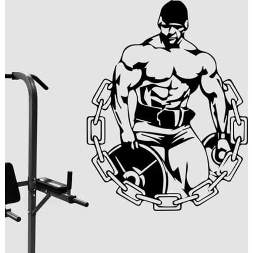 Bodybuilder Gym Sign Fitness Cool Coach Sport Muscles Wall Stickers Vinyl Interior Decoration Window Decals Removable Mural S014