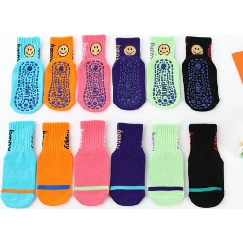Autumn Winter Spring Summer Breathable Non-slip Floor Socks Boy Girl Socks Home Kids Socks Cotton Candy Color Ankle Socks