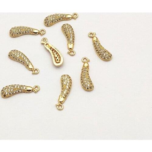 New arrival! 19x6mm 50PCS Cubic Zirconia eggplant shape Charm for Hand Made Earrings DIY parts,Jewelry Findings & Component