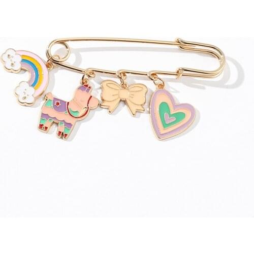 New Arrive Rainbow Horse Bowknot Heart Colours Enamel Brooch Fashion Women Collar Lapel Pin Simple Sweet Cute Pin Girls Jewelry