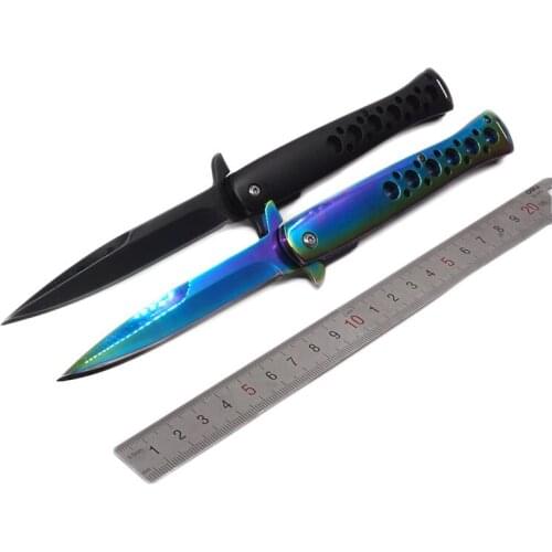 Camping Outdoor Knife Tactical Folding Knife Self-defense Rescue Rainbow Color Fruit Fishing Hunting Survival Knives EDC Tools