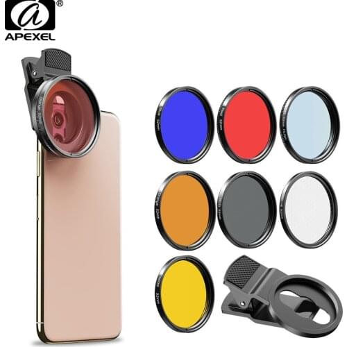 APEXEL Full Color Filter Lens Kit 0.45x Wide+52mm Full Red Filter +Star Filter For Nikon/Pentax DSLR Camera All Smartphones