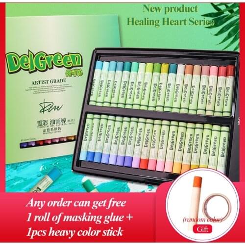 Delgreen Professional Extra Soft Oil Pastel Healing Series Heavy Color Non-Toxic Washable Oil Pastel/Crayon Painting Art Supplie