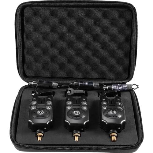 3pcs/3+3 pcs Fishing Bite Alarms Set Blue LED for Fishing Rod Water Resistant Adjustable Tone Volume Sensitivity Sound Alert