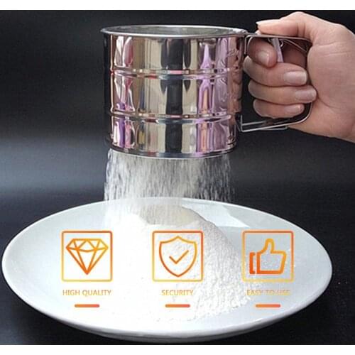 1PC Flour Sifter Fine Mesh Powder Steel Flour Sieve Icing Sugar Manual Sieve Cup Home Kitchen Gadget Baking Pastry Too