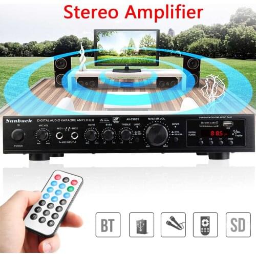 Sunbuck 5CH Bluetooth Stereo AV Power Surround Bass 110V Car Audio Subwoofer Speakers LED Digital Amplifier for Karaoke Cinema