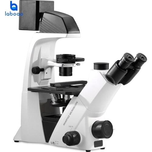 Trinocular Inverted Optical Laboratory Fluorescence Microscope for Biology Reasearch