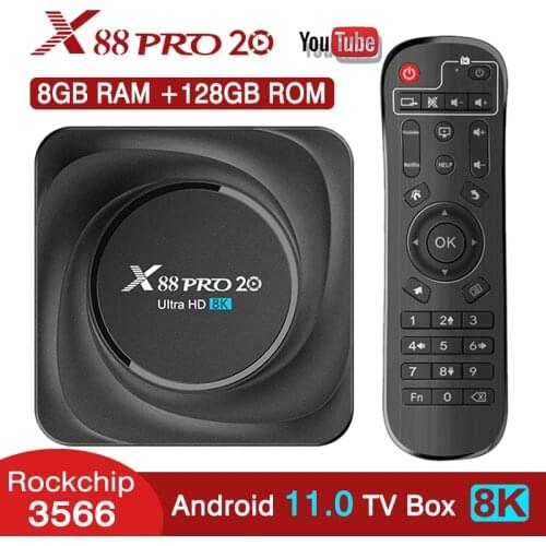 Android 11 X88 PRO 20 TV Box 8GB RAM 128GB ROM Rockchip RK3566 Support 4K 8K 24fps USB3.0 Google Assistant Youtube 4GB 64GB 32GB