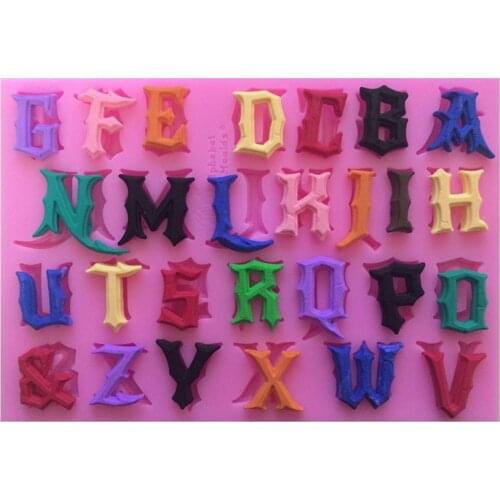 Upper Case Lower Case Numbers Silicone Fondant Cake Decorating Mold Epoxy Resin Glue Molds Baking Tools Kitchen Accessories