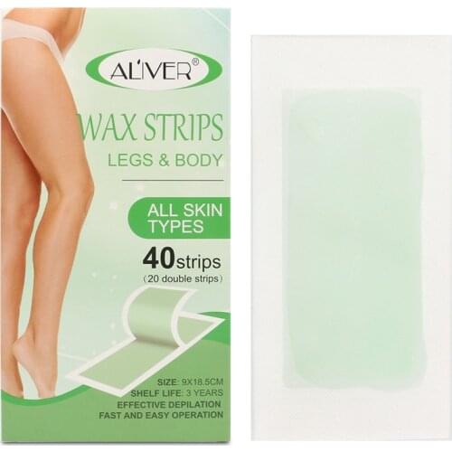ELAIMEI 40Pcs/Set Hair Removal Wax Strips Papers Epilator Wax Strip Double Sided Depilation Uprooted Silky
