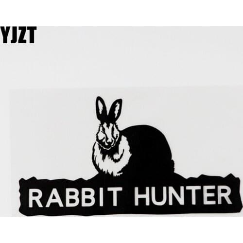 YJZT 16.5CMX9CM Creative Decal Animal Rabbit Hunter Vinyl Car-styling Car Sticker 8C-0093