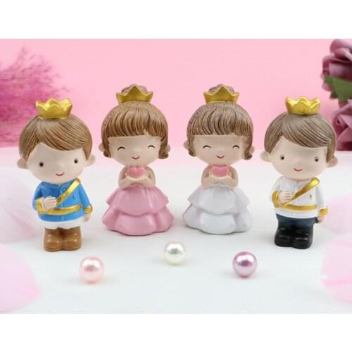 1Pair Cartoon Couple Decoration Wedding Gift Creative Cute Princess Prince Baking Cake Ornament DIY Ornament Garden Decor U3