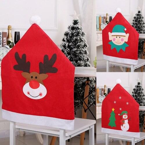 1Pc Christmas Red Festive Chair Covers Fabric Tablecloth Runner Decoration Xmas Dinner Party Santa Gift