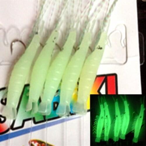 10bags New Sabiki Soft Fishing Lure Rigs Luminous Shrimp Bait Jigs Lure soft lure Worn Fake lure