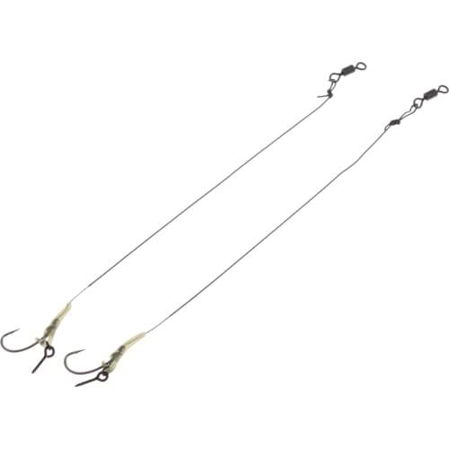 2pcs Carp Fishing Hair Rigs Carp Rigs with Braided Line Barbed Hook Swivel 23 cm/9.1 inch Terminal Tackle