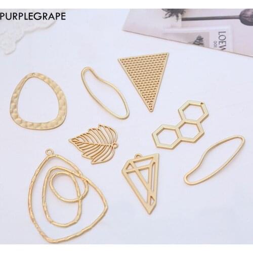 Asian gold series DIY material earrings jewelry accessories pendant alloy irregular abstract geometric shape 6 pieces