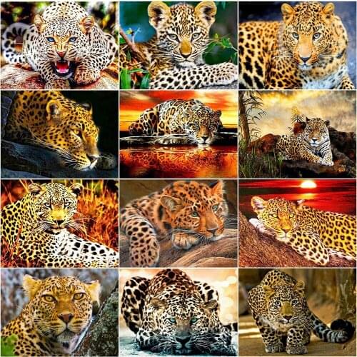 AB Colorful Diamond Painting Leopard Full Square 5D DIY Diamond Embroidery Cross Stitch Animals Rhinestone Mosaic Home Decor