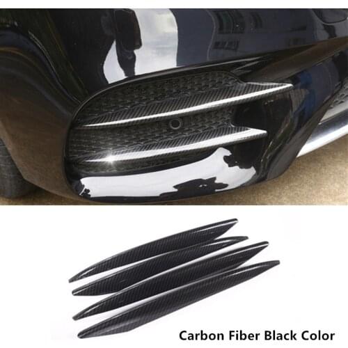 ABS Front Fog Lamp Trim Strips 4Pcs For Mercedes Benz E Class W213 2016-2018 Carbon Fiber Style Car Styling Modified