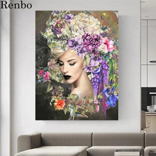 5D Diamond Painting Diamond Embroidery Hummingbird Flower Iris Fantasy Woman Cross Stitch Diy Sale European Sexy Beauty Decor