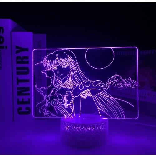 Inuyasha Anime Figure Sesshomaru LED Light White Base for Kids Bedroom Decor Night Light Brithday Gift Manga Room Desk 3d Lamp