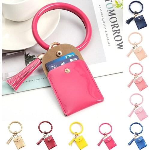 Large Bracelet Keychain Card Holder Tassel Bangle Key Ring Wristban With Wallet Fashion hip-hop smile face necklace подвеска