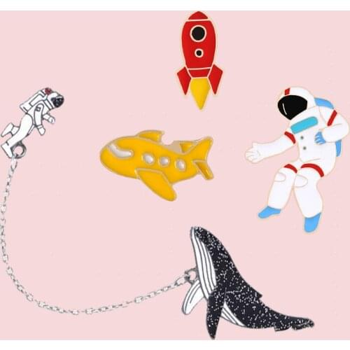 Brooches Badge Lapel pins Astronaut space whales aircraft rocket pin&brooch metal alloy Clothing collar man Jewelry Accessories