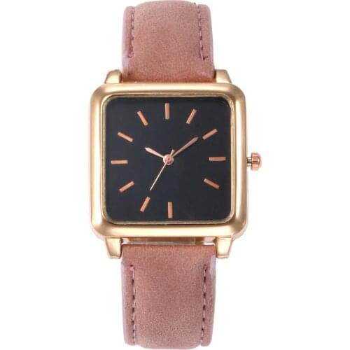 Fashion Square Dial Analog Faux Leather Band Women No Number Quartz Wrist Watch watches relojes para mujer ladies watch Ladies D