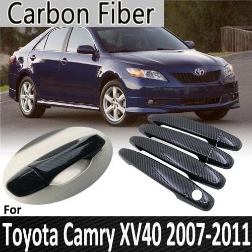 Black Carbon Fiber for Toyota Camry Daihatsu Altis XV40 2007 2008 2009 2010 2011 Auto Door Handle Cover Sticker Car Accessories