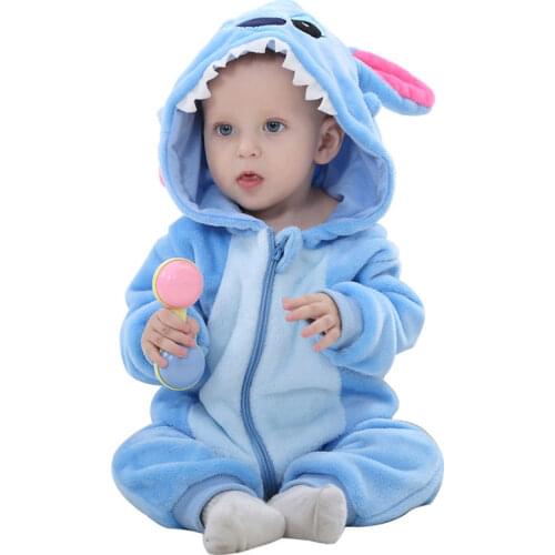Baby Costume Blue stich Cosplay Anime Boy Girl Halloween Pajamas 1-3 Years Children Kid kawaii Cute Zipper Kigurumis Jumpsuit