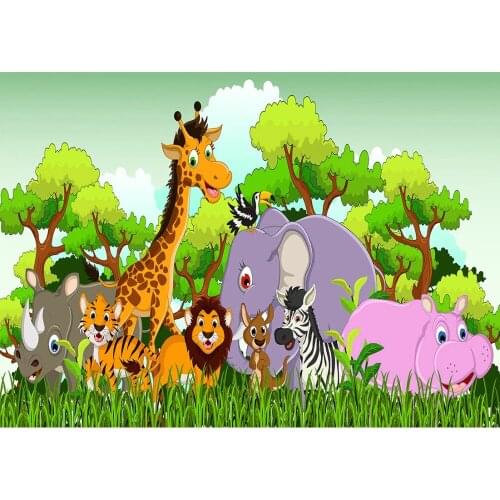 Safari Party Photographic Backdrop for Photo Shoot Props Party Children Kids Vinyl Cloth Photographic Background Photo Studio