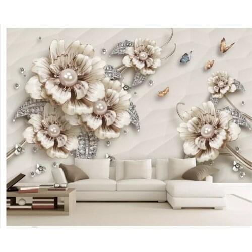 Beibehang Custom fashion decorative painting wall paper exquisite luxury three-dimensional jewelry flower background wallpaper
