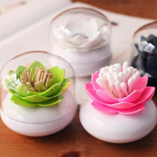 Lotus Toothpicks Storage Holder Creative Cotton Swab Box Cotton Bud Holder Table Decorate Storage Box Home Storage Container