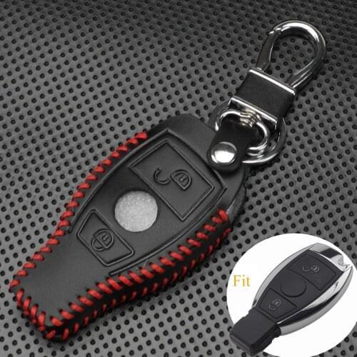 Kutery 2 Buttons Leather Car Remote Key Cover Case For Mercedes Benz Support Cla A180 A200 A260 A AMG Classe