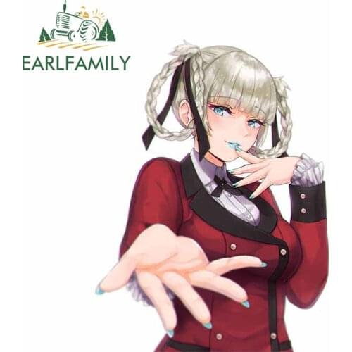 EARLFAMILY 13cm x 10cm For Kakegurui Creative Car Stickers Air Conditioner Decal Bumper Vinyl Material Surfboard Decoration