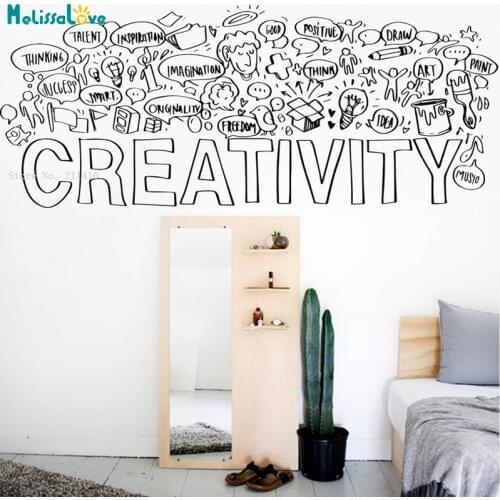 Large Size Creativity Wall Decals Classroom Office Window Stickers Home Decor Study Classroom Word Murals Removable YT5443