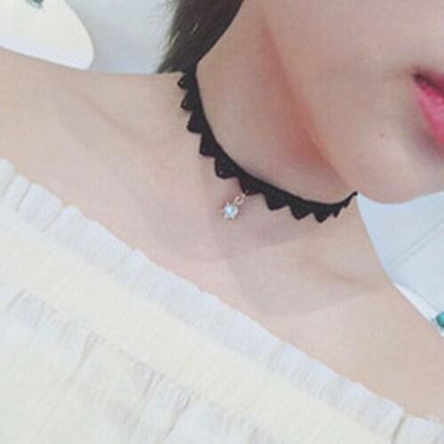 5Pcs/Set Lace Velvet Choker Star Chain Vintage Collar Necklace Jewelry Gifts for Women Girls HSJ88