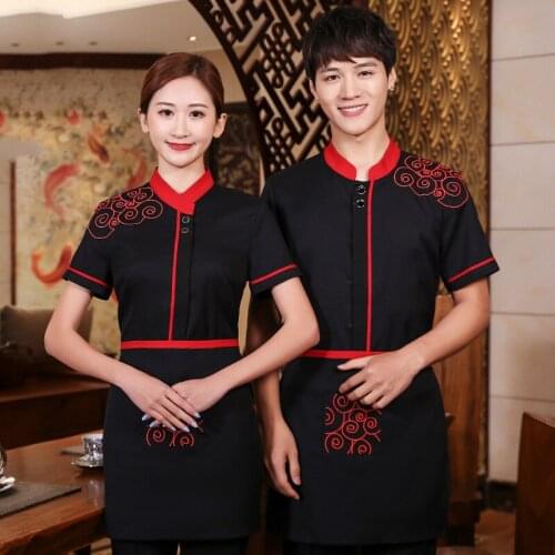 Summer Hotel Restaurant Cooking Uniform Cafe Waiter Uniform for Men Fast Food Work Wear Waitress Uniform Baking Staff Outtfit 90