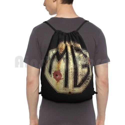 Mg Cars Rusty Sign Backpack Drawstring Bags Gym Bag Waterproof Mg Cars Rusty Sign Mgb Mga Mgbgt Mgc Midget Magnette Mgtd