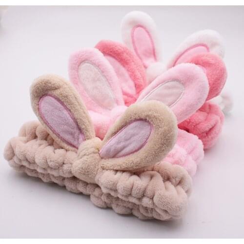Fashion Women Cute Big Ears Hairband Wash Face Cotton Hair Bands Rabbit Ears Elastic Headband Girls Hairbands Hair Accessories