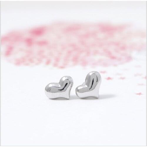 Fashion Tiny Puffy Smooth Surface Heart Stud Earrings Environmental Protection Zinc alloy Material