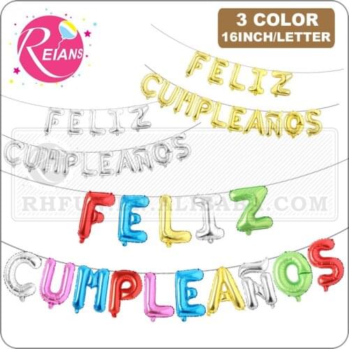 16inch Spanish baby shower happy birthday letter alphabet Inflatable Globos Hang Foil balloons Air balloons Decoration Supplies