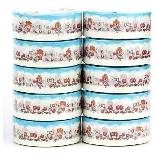 NEW 10pcs/Lot Decorative Sweet Mood Lovely Girls Japanese Washi Tapes for Bullet Journal Adhesive Masking Tape Cute Papeleria