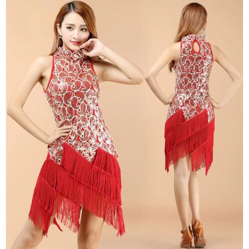 Latin dance clothing Performance Clothing Tassel Skirt Square Female Adult New Dance Performance Dress Ballroom Dresses Womans