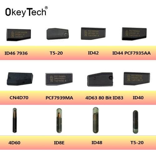 OkeyTech Transponder Remote Car Key Blank Chip 4D ID44 ID46 ID63 ID42 ID8E 4D63 40Bits/80bits ID48 ID8E ID60 T5-20 Glass Chip