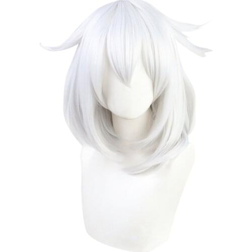 Genshin Impact Paimon Cosplay Wig Heat Resistant Synthetic Hair Carnival Halloween Party Props Boy Girl Short Wig
